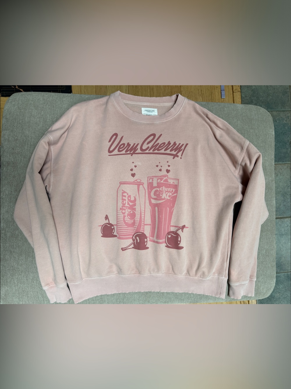 American Eagle Outfitters "Very Cherry" Pink Graphic Sweatshirt